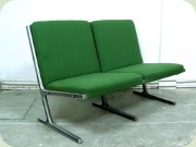 Two seat sofa in green
                          fabric and aluminum base