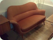 50s Swedish sofa,
                          unknown design with drumstick shaped legs