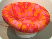 60's Krokus lounge
                          chair by Lennart Bender, Ulferts, upholstered
                          in orange, red & pink fabric